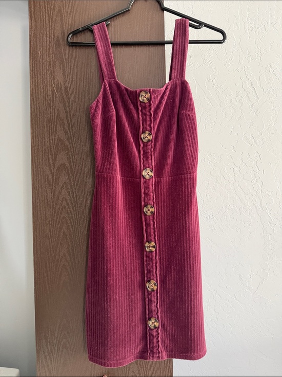No Boundaries Dresses & Skirts - No Boundaries Raspberry Corduroy Button-Front Mini Dress
